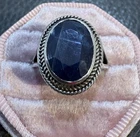 Sterling Silver Sapphire Ring Size 9 3/4. Approximately 4-5 Carats
