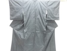 7658364: JAPANESE KIMONO / DORO OSHIMA TSUMUGI / ENSEMBLE / WOVEN FLOWER CREST