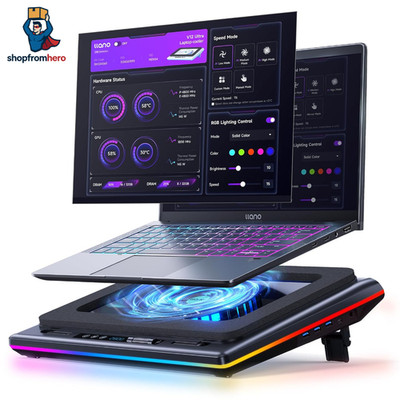 llano V12 Ultra Laptop Cooler Kühlpad mit intelligenter Softwaresteuerung, RGB
