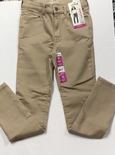 Jordache Pants Girls 10 S Khaki Stretch Pants Uniform Adjustable Waist NWT