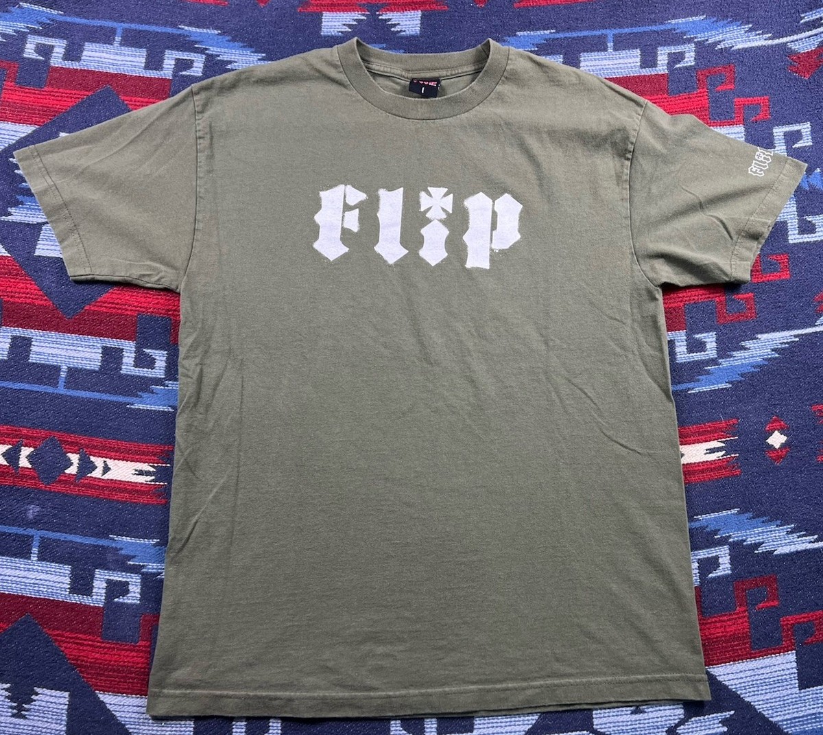 Vtg Flip Skateboards T-Shirt Men's L Made In USA Green Logo Tee