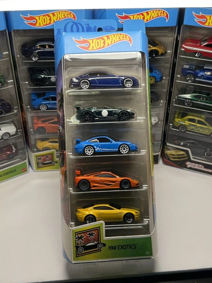 Paquete de 5 Hot Wheels HW EXOTICS Cadillac Jaguar Porsche 911 McLaren F1 Aston Martin Foto 2 de 4