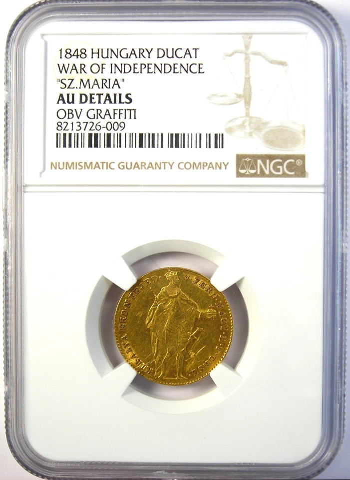 1848 Hungary Gold Ducat Independence Maria Coin 1D - Certified NGC AU Details - Image 2 of 4