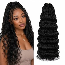 Pre Looped Ocean Wave Crochet Hair, 18 Inch, 10 Packs, 1B  Curly Crochet Hair f