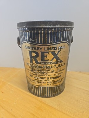 Vintage Rare REX Fruit Jelly Tin, Corn Products Refining Co., New York With Lid