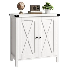 Small Storage Cabinet, Farmhouse Sideboard Buffet Cabinet with 2 Doors and Ad...