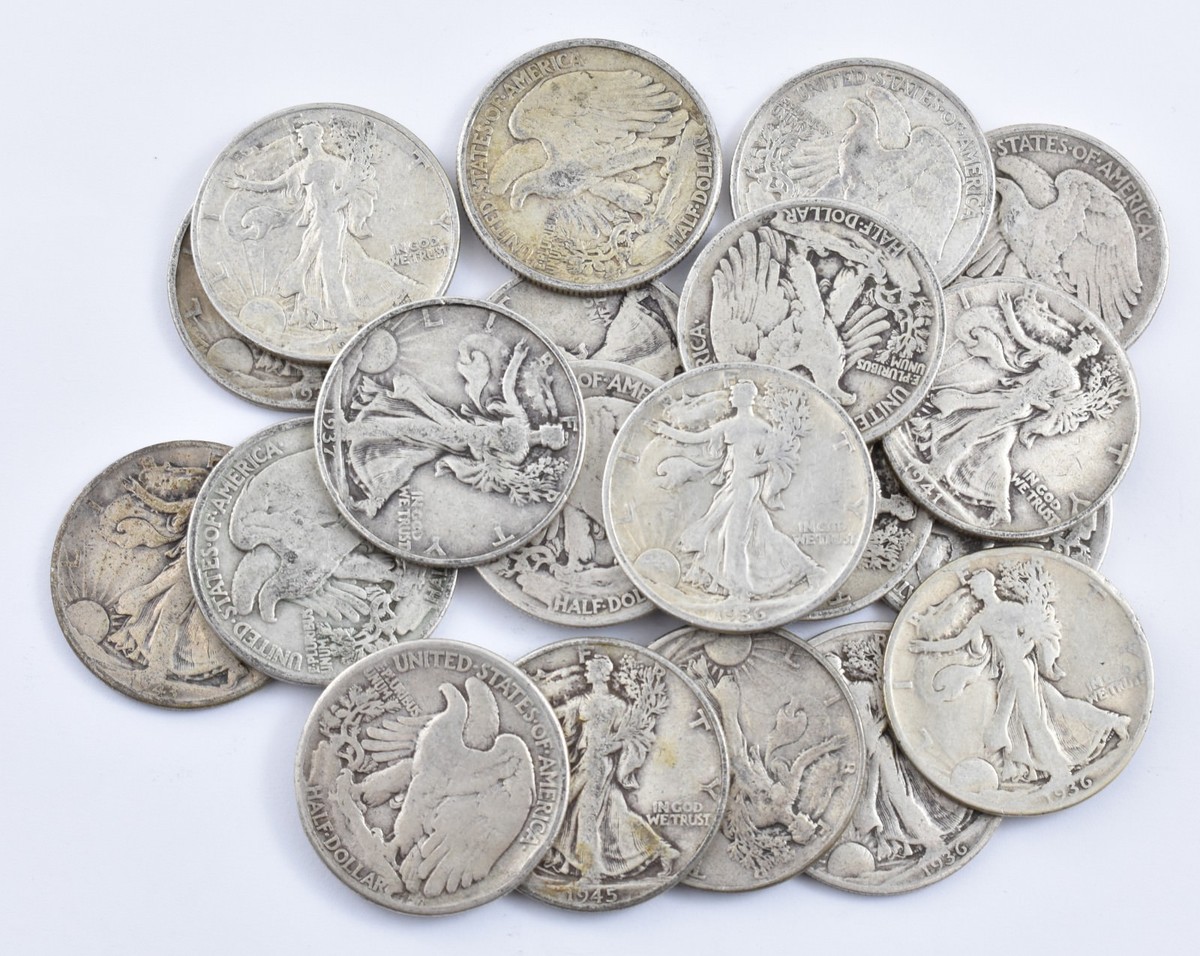 1934-1947 90% Silver Walking Liberty Half Dollar Roll $10 Face Lot