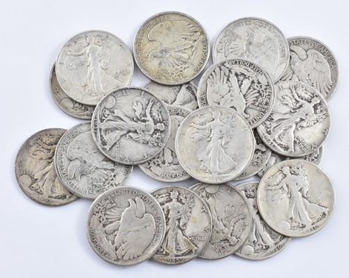 (20) 1934-1947 Walking Liberty Half Dollar 90% Silver Roll $10 Face Lot
