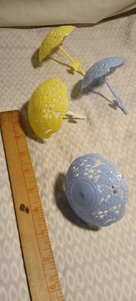 Paraguas de plástico vintage caramelo fiesta favores conjunto de 4 paraguas de ducha soporte de tuerca Foto 4 de 4