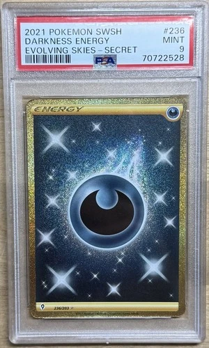 PM - 2021 - POKEMON SWSH EVOLVING SKIES - #236 - DARKNESS ENERGY - PSA 9 (MINT)