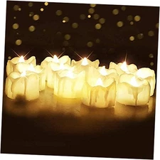  12Pcs Timer Tea Lights, Flameless Auto Timer Only, White Body, Warm White Glow