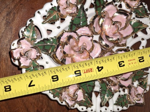 Vintage Lanshire Floral Pink Roses Ceramic Clock .Works Great With Accessories - Picture 7 of 15