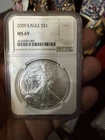 2009 1 Oz Silver American Eagle Ms69 NGC