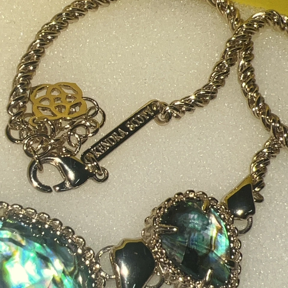 Collar babero vintage Kendra Scott Rebecca llamativo abulón tono dorado Foto 2 de 4