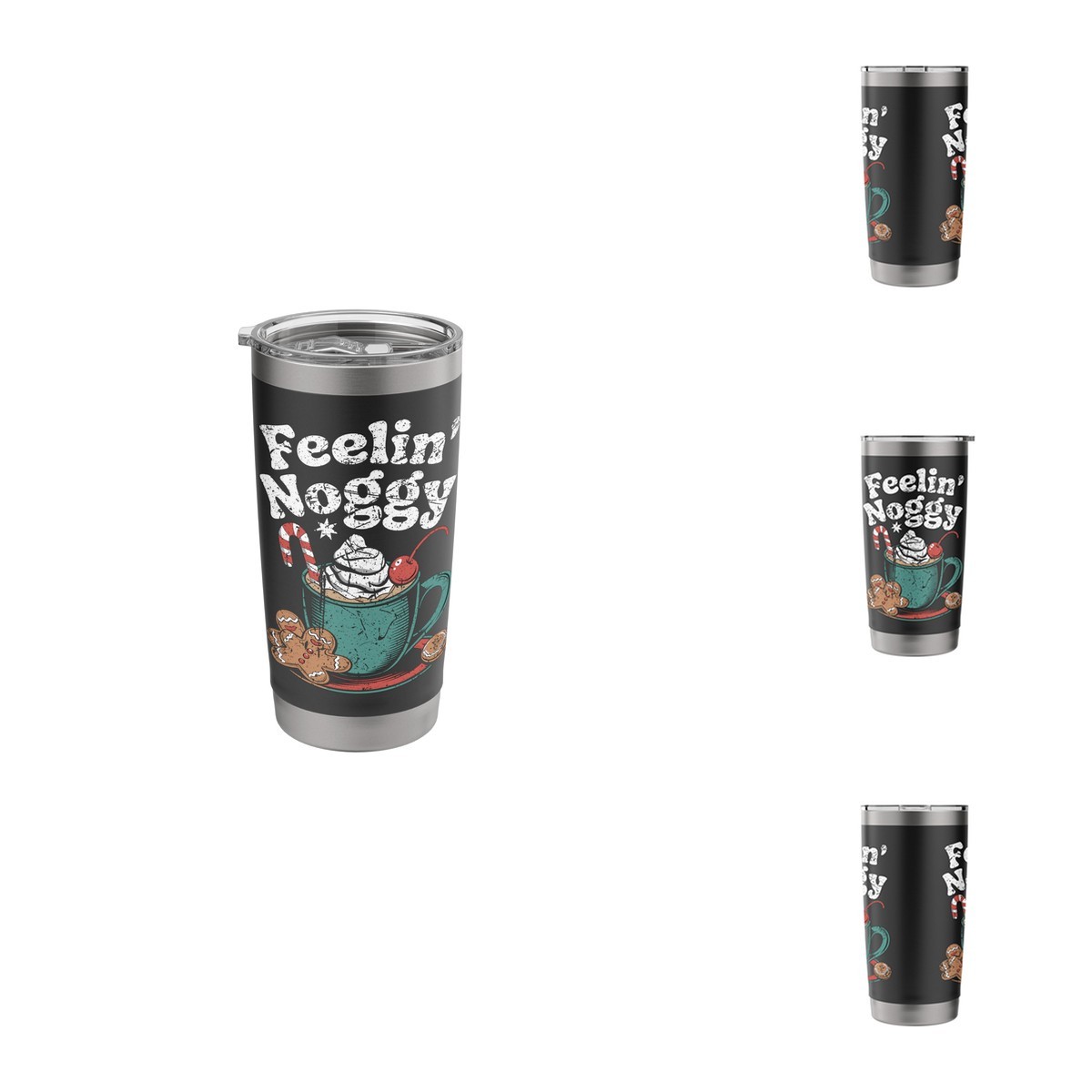 Feelin' Noggy Holiday Funny Christmas Eggnog Design Stainless Steel Insulated