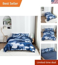 Vibrant Camouflage Bedding Set for Teens  Adults - Full 5 Pieces in Navy