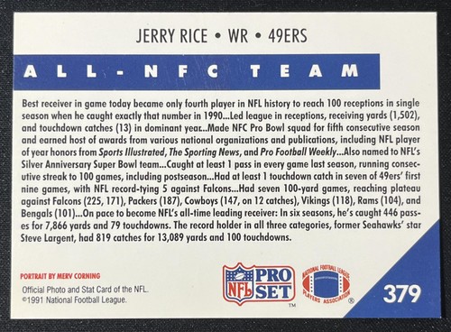 1991 Pro Set #280 Jerry Rice San Francisco 49ers Football Card HOF - Picture 2 of 2