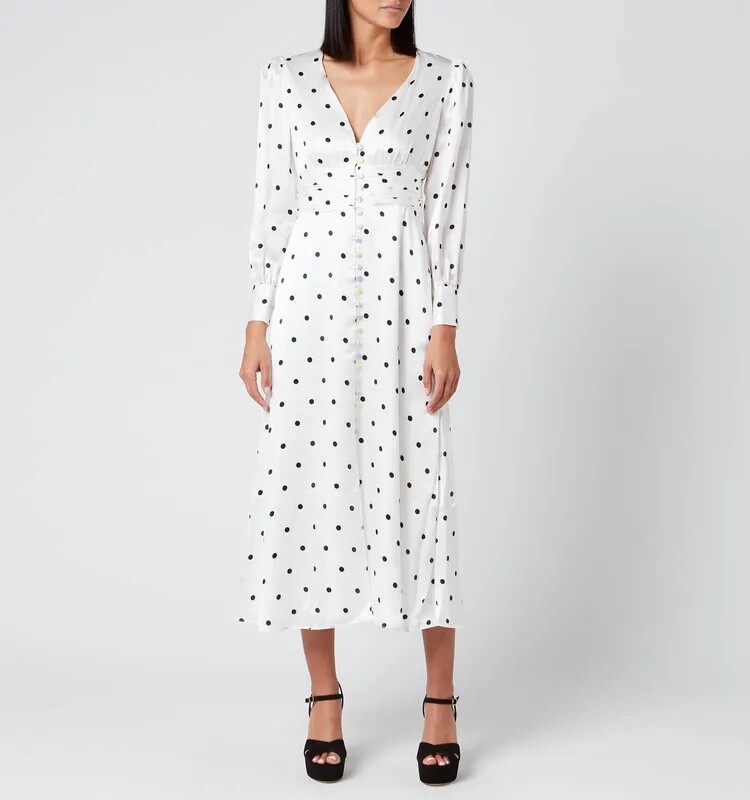 Olivia Rubin Women's Valentina Dress White Polka Dot UK