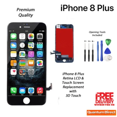 QUANTUM DIRECT iPhone 8 Plus Retina LCD & Digitiser Touch Screen Replacement AAA - BLACK