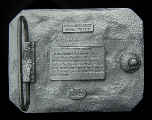 DETAILED BOWHUNTING SCENE BELT BUCKLE SOLID PEWTER SISKIYOU NEW! - Picture 2 of 2