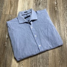 TOMMY HILFIGER Button Down Blue Micro Dot Dress Shirt Men's Size 16-16.5 32-33 L