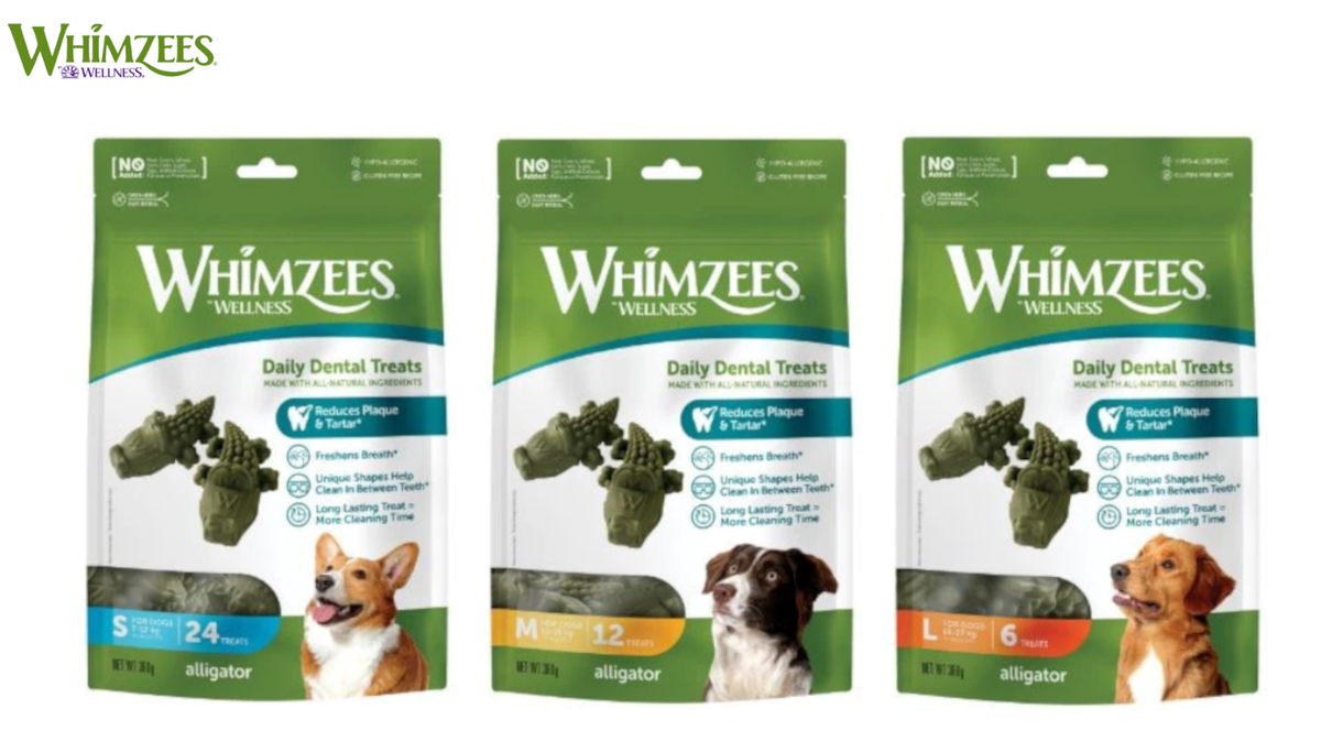 WHIMZEES ALLIGATOR DAILY DOG DENTAL CHEW TREATS ALL NATURAL LONG