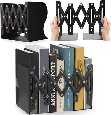Buchstützen Metall, Verstellbare Buchhalter Regal Schwarz für Büro, Bibliothek