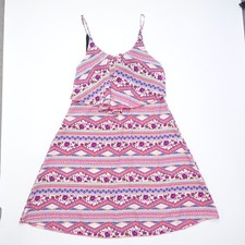 Aban Rose Dress Women's Small Floral Chevron Sleeveless Scoop Neck Pullover