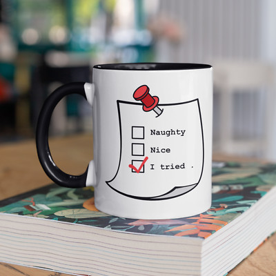 I Tried Christmas Becher Tee Kaffeetasse - Neuheit Spaß Weihnachtsmann frech schöne Liste