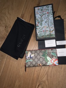 gucci keychain wallet floral Gucci Tian Purse GG Zip Around Wallet Butterfly Floral Floral Print Large New | eBay
