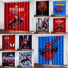 Marvel Spiderman Made Pair Thick Thermal Blackout Curtains Ring Top Eyelet Gifts