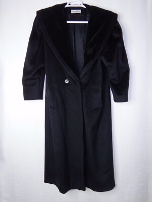 VTG Jonathan Michael XL Blk Trench Wool Coat Marylin Monroe Style Hollywood Glam