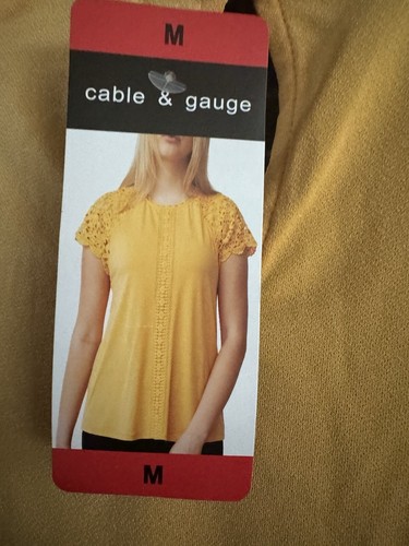 Top de encaje con cable y calibre para damas talla M albaricoque dorado - Imagen 3 de 6