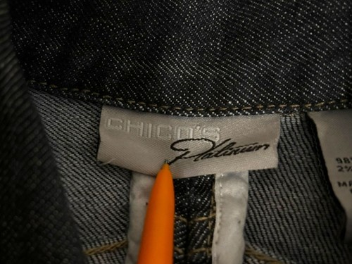 CHICOS PLATIN Denim Weste Nieten Taschen passend Snap Up Gr. 0X - Bild 13 von 14