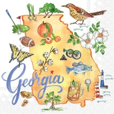 Decoupage Art Craft-Cocktail Size 5" x 5" - Georgia State, Peach State, USA