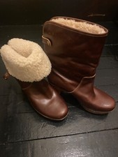 UGG Leather Women s Brown Mid Calf Clog Boots SZ US 7