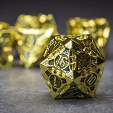 Sage's Runic Caltrops Gold/Black Metal Polyhedral Dice Set DnD RPG Games