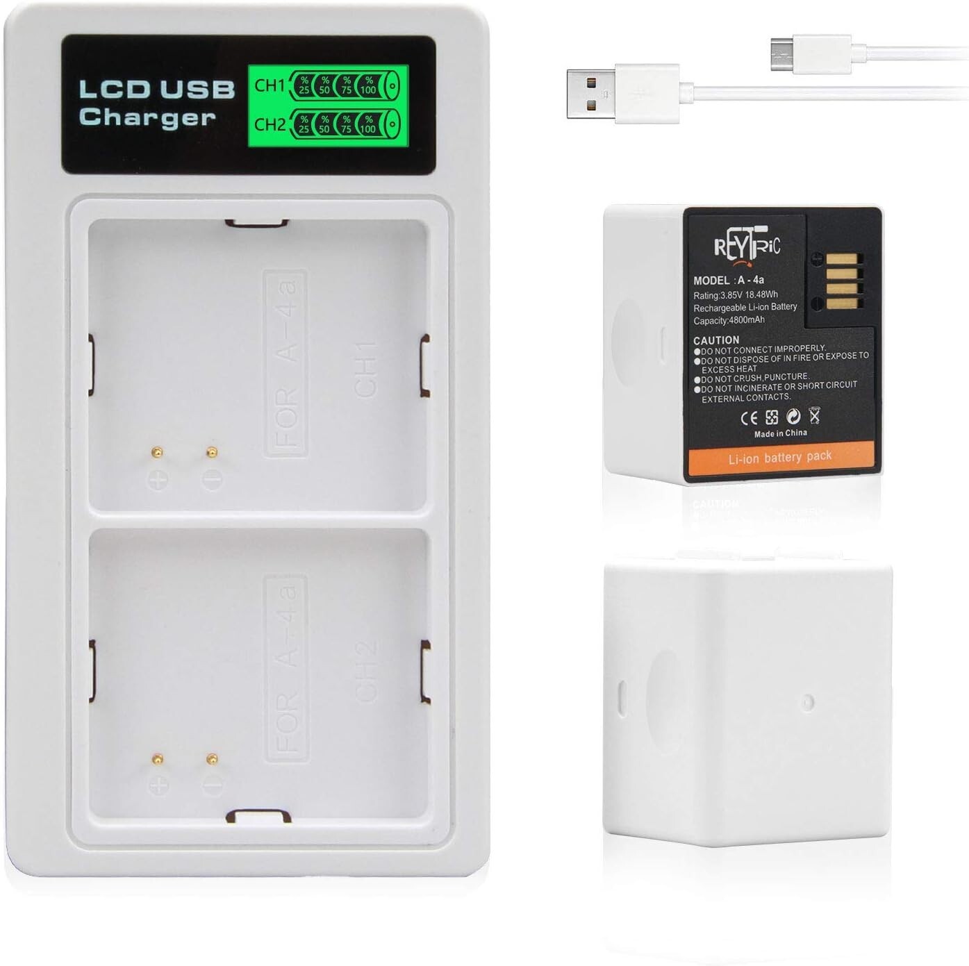 REYTRIC 2-Pack Rechargeable Batteries and LCD Dual Charger VMA5400 Compatible wi-image