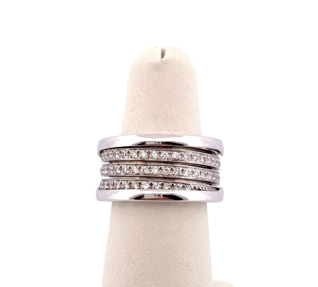 Bvlgari B.Zero1 Diamond 18K White Gold 4-Band Ring Size 5.75 Bvlgari B.Zero1 Diamond 18K White Gold 4-Band Ring Size 5.75