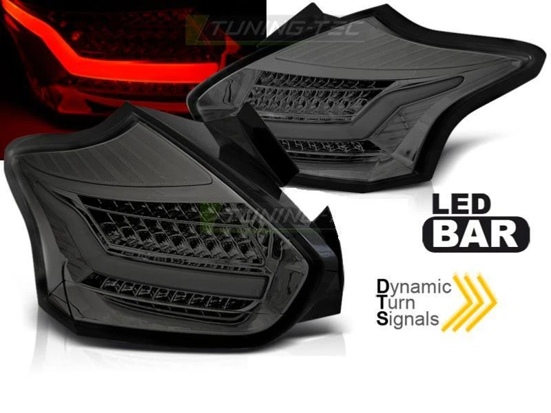 TUNING TEC Paire de feux arriere pour Ford Focus 3 de 2015 à 2018 FULL LED Fume