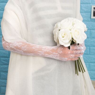 Long Lace Sexy Gloves Stretchy Floral Bride Gothic Punk Dressy US Seller