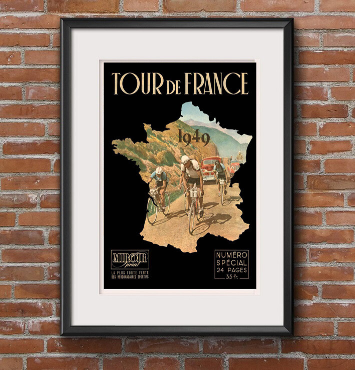 Vintage Tour de France Cycling 1949 Classic Print Poster Wall Art 