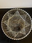 Vintage Sawtooth Plater with Fruit Design 11” Diameter Clear Glass — photo 2
