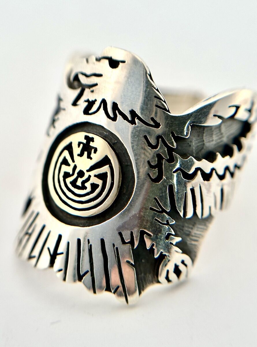 RARE Jason Takala Hopi Eagle Ring Man In The Maze 14k RARE Jason Takala Hopi Eagle Ring Man In The Maze 14k