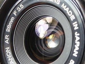 Konica Hexanon 28mm f3.5 AR Mount Lens + case Late f22 Version + filter + cap