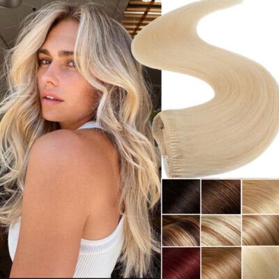 CLEARANCE Clip In 100% Real Human Remy Hair Extensions Full Head Bleach White US