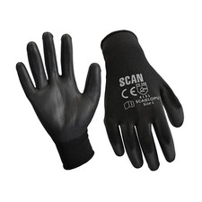Image of Black PU Coated Gloves - M (Size 8) (240 Pairs)