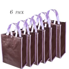 6-Pack Reusable Shopping Bag Recycled Eco Friendly Gift Tote Bags Gusset/10"x13"