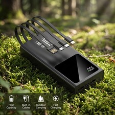 30000mAh Power Bank Portable USB External Battery Pack Charger With 4 Cables HOT