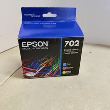 Epson 702 3pk Combo Ink Cartridges - Cyan/Magenta/Yellow 02/26 NEW